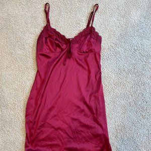 Burgundy Satin Slip Dress